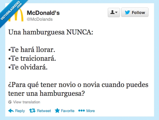 377829 - ¿Para qué tener pareja si tienes hamburguesas? por  @mcDolands