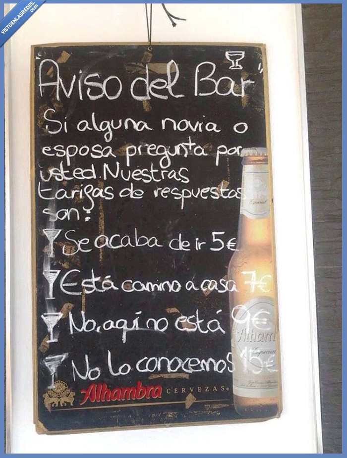 parranda,tarifas,respuestas,bebido,borracho,cerveza,alhambra,esposas,novias,bar,aviso
