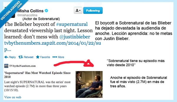beliebers,bieber,sobrenatural,misha collins,castiel,boicot