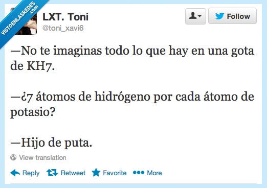 potasio,hidrógeno,anuncio,gota,átomos. chiste químico,kh7