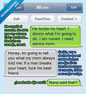 abuela,amigo,mejor,romper,corazon,consejo,madre,hija