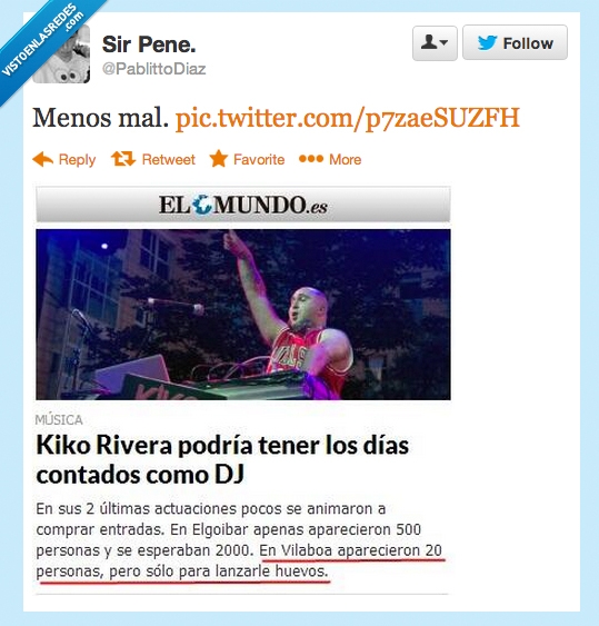 tirar,publico,dejar,kiko,huevos,intento de DJ,rivera