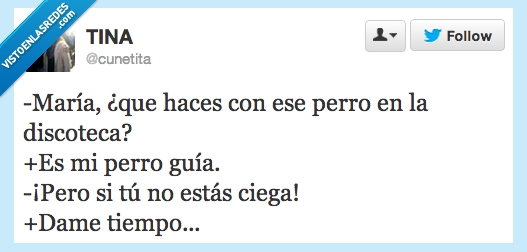 discoteca,beber,alcohol,ciega,humor,Twitter,perro,guia,lazarillo