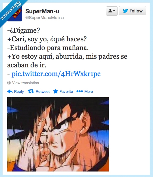 sola en casa,llamar,cariño,transmisión instantánea,goku,dragon ball