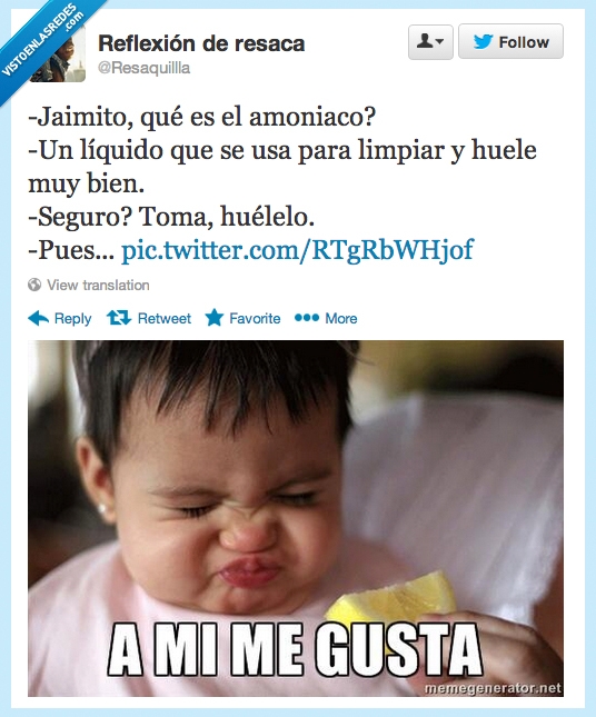 niño,limon,chupar,mal,bien,oler,amoniaco,Jaimito