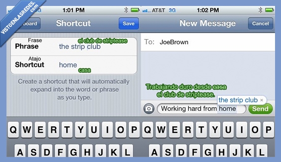iphone,atajo,frase,corrector,autocorrector,club,striptease,casa,trollear