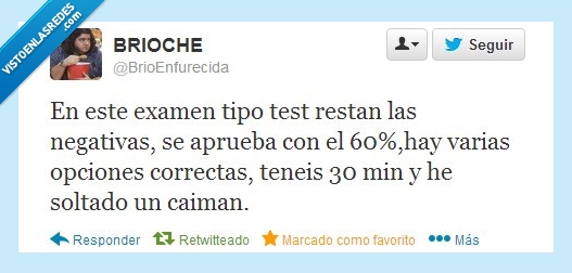 examen,jodido,caiman,desafio,soltado,suerte,test,resta,respuesta,correctas