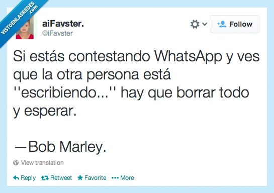 WhatsApp,contestar,contestando,escribiendo,Bob Marley,iFavster,borrar todo,lol