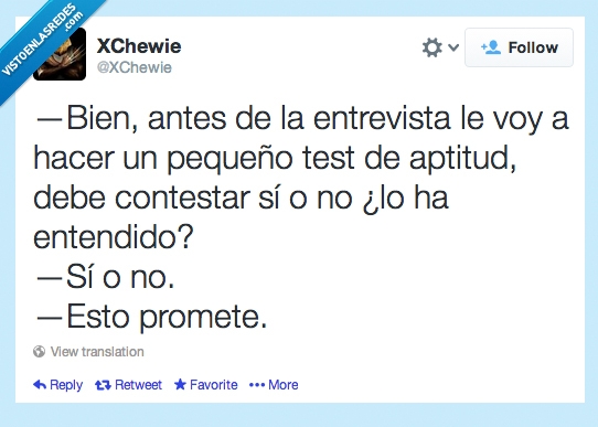 contestar,entrevista,promete,responder,si o no,test,aptitud