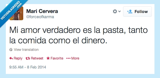 forceofkarma,twitter,comida,dinero,pasta,amor