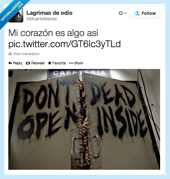 yo,the walking dead,zombies,corazón,twitter,dead inside,don't open,abrir,puerta