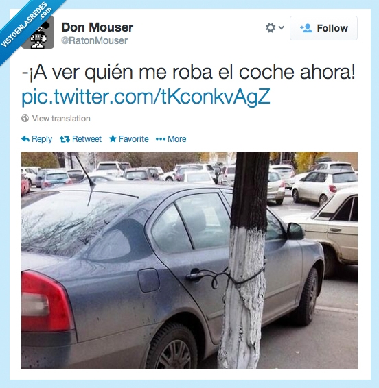mal,barrio,coche,dejar,arbol,poste,atar,cadena,maneta,puerta