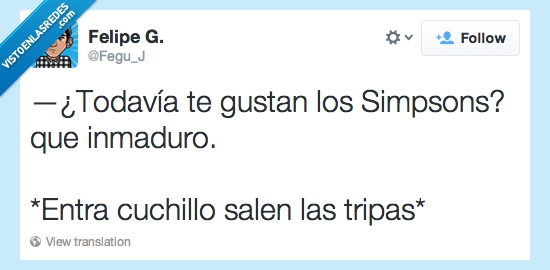 entra cuchillo salen tripas,inmaduro,gustan,Japón,Episodio,Los simpson,Tuit,todavia