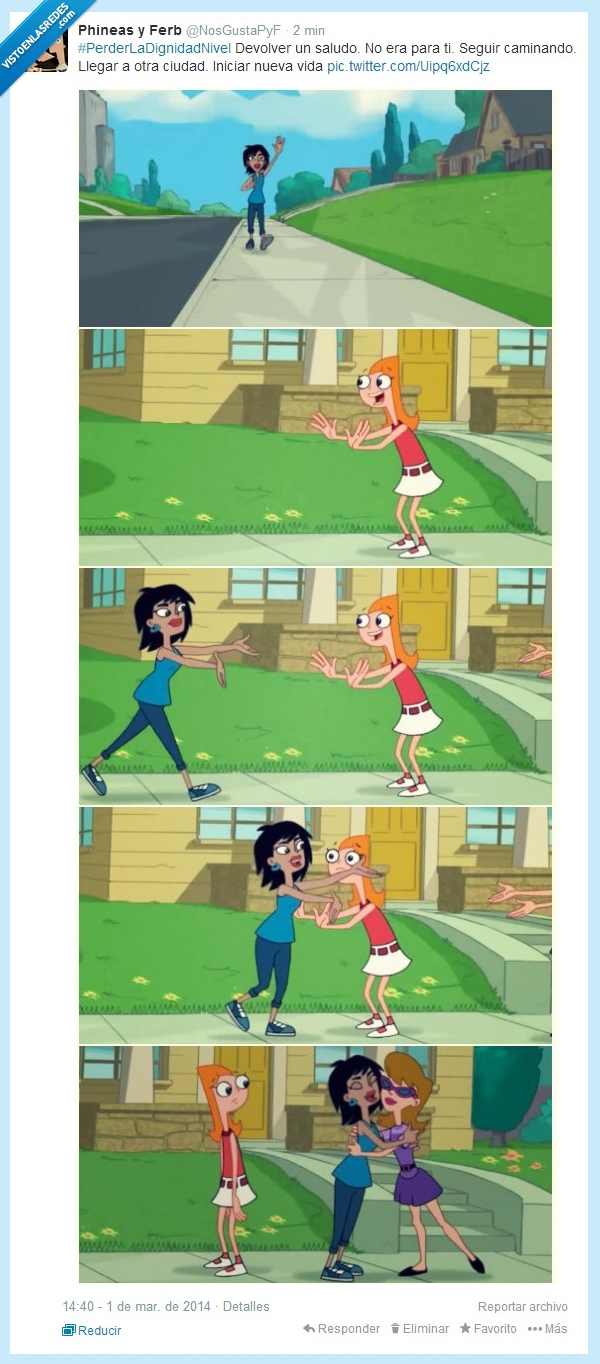 desconocido,perder la dignidad,phineas y ferb,saludar,nueva vida