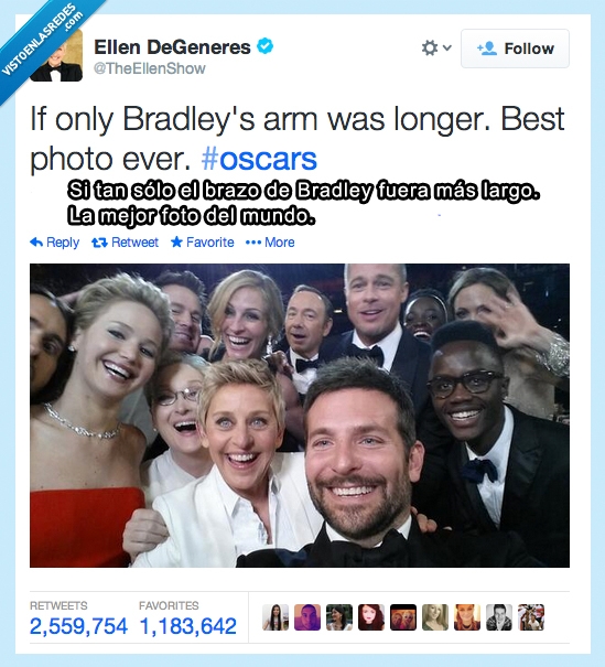 bradley cooper,jennifer lawrence,jolie,pitt,ellen,record,selfie,actores,epico,julia roberts