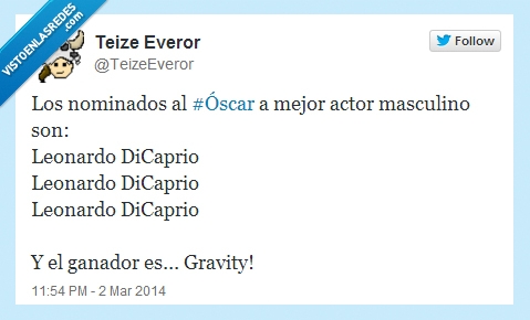 Gravity,Resumen,Leonardo Dicaprio,Oscars,2014,Gravedad,Oscar