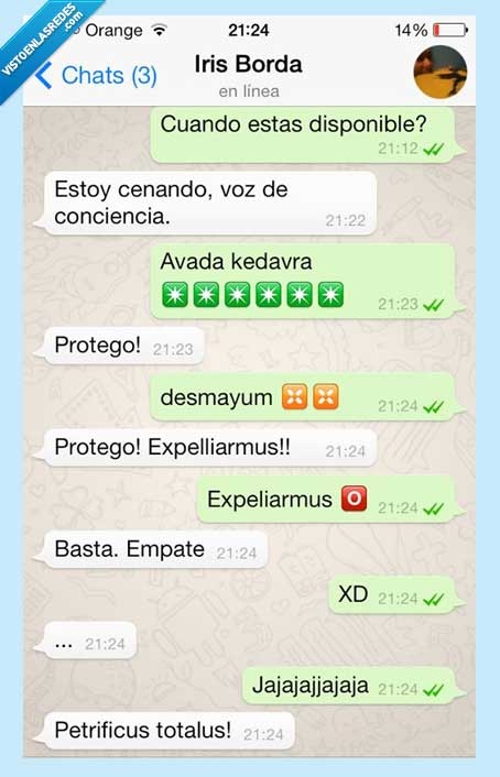 harry potter,duelo,watsapp,conversación