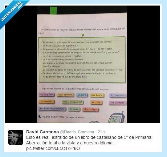 educación,lenguaje,móvil,SMS,primaria,indignación,gramática,castellano