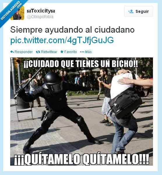 porra,espalda,humor,antidisturbios,policia,bicho,violencia