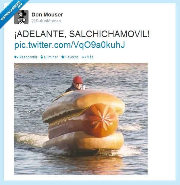 salchicha,frankfurt,hotdog,hot dog,perrito caliente,barco,lancha,adelante,salchichamovil