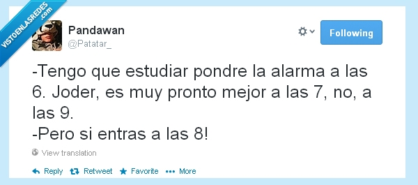 despertar,clase,llegar tarde,tarde,tuiter,twitter,alarma,dormir