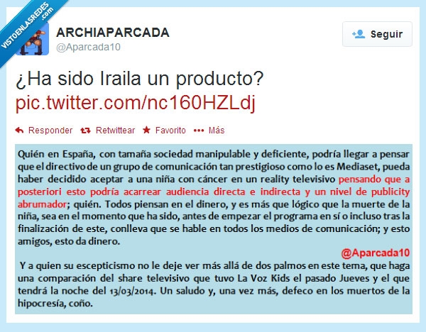 383576 - Iraila, 'La Voz Kids'; ¿ha sido un producto? por @Aparcada10