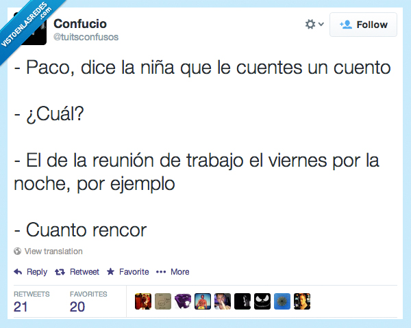 niña,contar,cuento,reunion,trabajo,viernes,noche,rencor