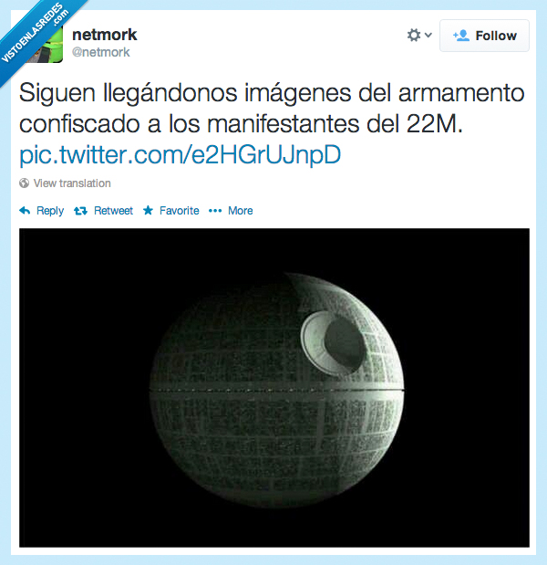 star wars,estrella de la muerte,real,manifestante,arma,22m,armamento