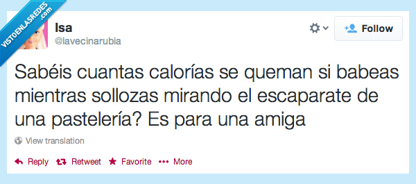 amiga,pasteleria,escaparate,mirar,dieta,sollozar,babear,quemar,caloria