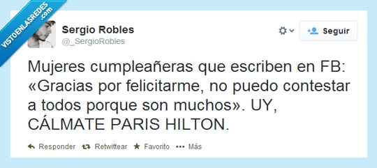 paris hilton,facebook,agradecer,creerse importante,Motivada,contestar,cumpleaños,felicitaciones