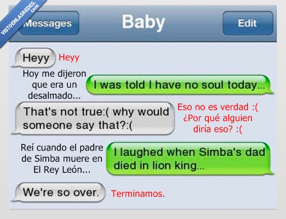 rey leon,reir,novia,terminar,desalmado