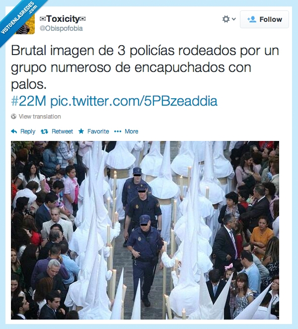 policia,semana santa,encapuchados,palos,nazarenos