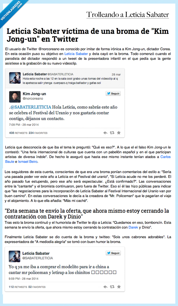 leticia sabater,festival,norcoreano,kin jong-un,confirmar,presencia