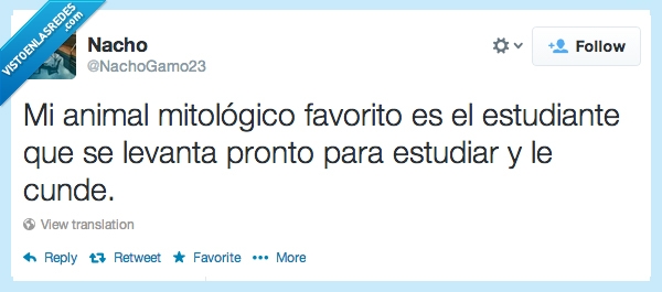 levantarse pronto,estudiante,animal mitológico,estudiar,cunde,cundir