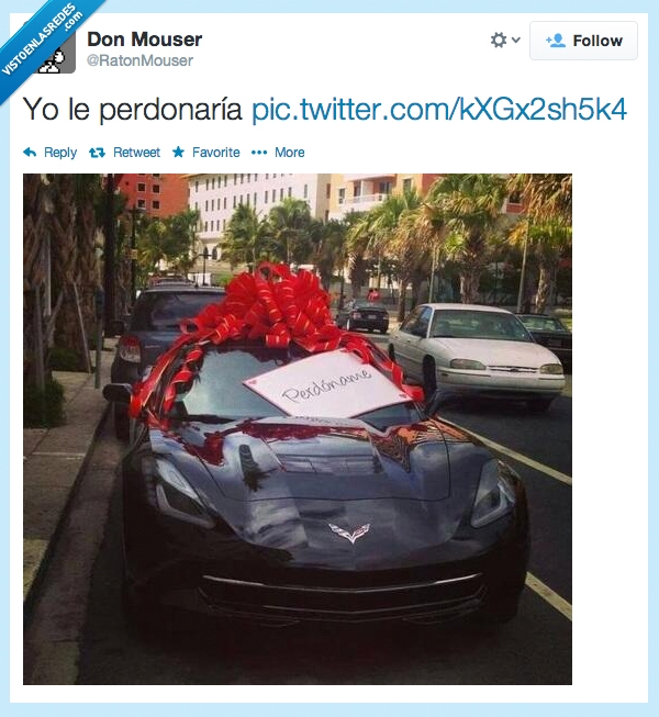 perdon,regalo,corvette,novia,regalar,perdonar,negro,ferrari,cochazo,coche