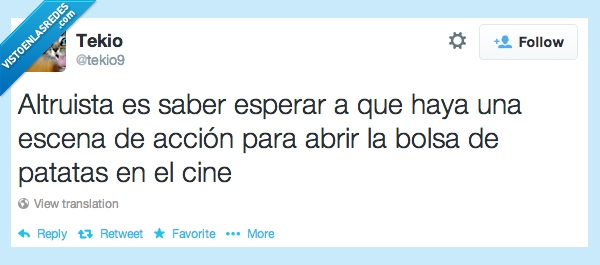 altruista,twitter,bolsa,patata,cine,abrir,ruido,estruendo
