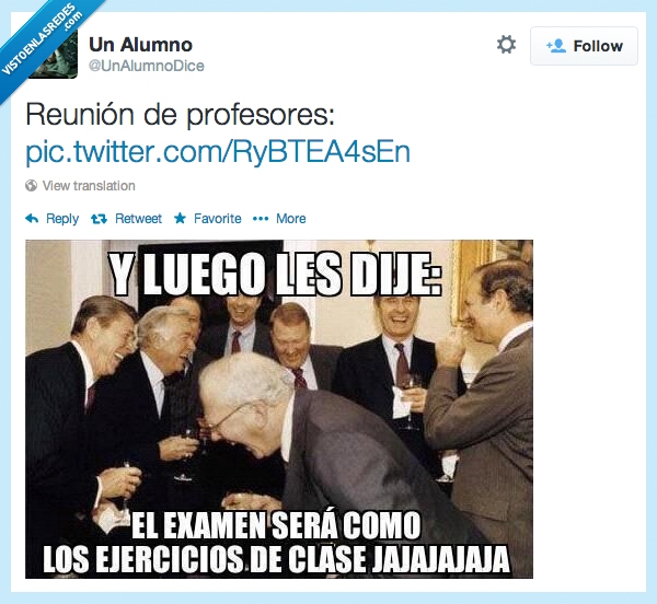 reunión,profesores,examen,clase,reir,risa,ejercicio,burlar