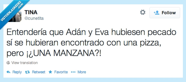 pecado,pecar,humor,pizza,manzana,Eva,Adán