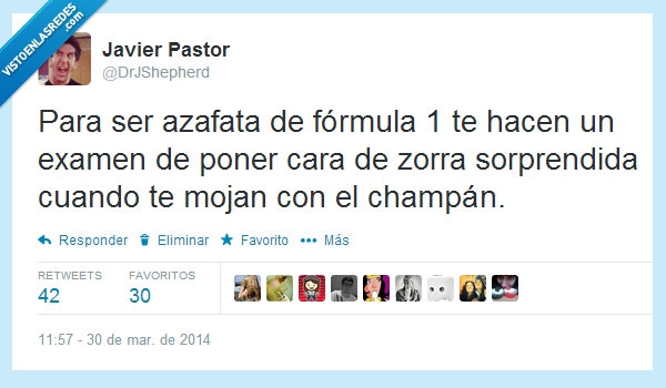 examen,azafatas,fórmula 1,champán,cara,champagne