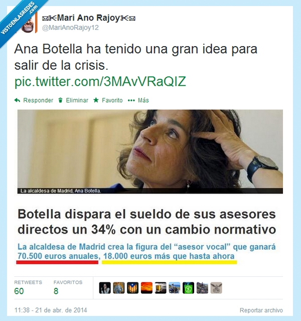 Ana,Botella,Crisis,Humor,Sueldos,Asesores,subir,asesores muchimillonarios