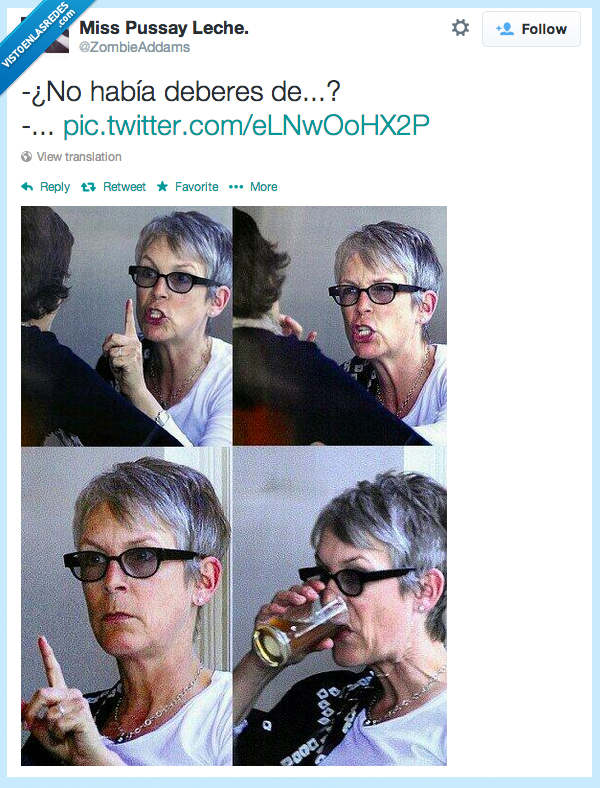jamie lee curtis,deberes,calla,recordar,beber,silencio