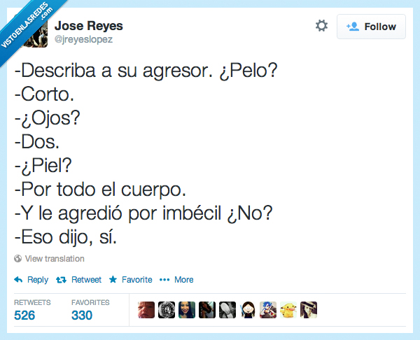 describa,describir,agresor,pelo,corto,ojos,dos,piel,cuerpo,tonto,pegar,paliza