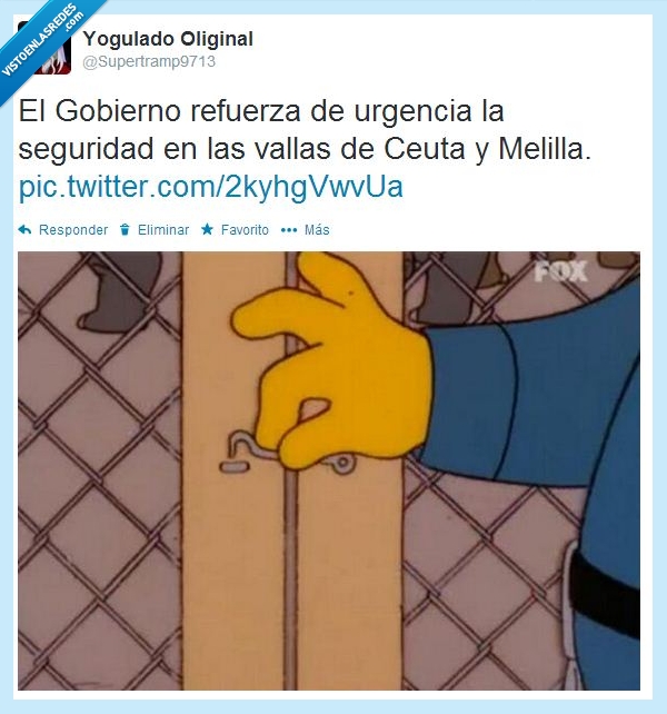 los simpson,ceuta,melilla,valla,frontera,seguridad,alcayata