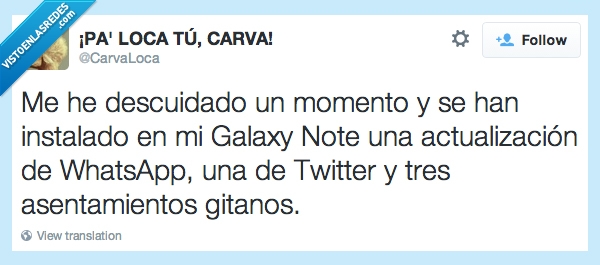momento,Galaxy Note,actualización,WhatsApp,Twitter,asentamiento,descuidado