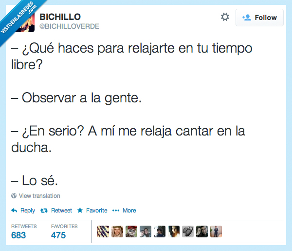 relajar,tiempo,libre,observar,gente,serio,relaja,cantar,ducha,se,acosador,mirar