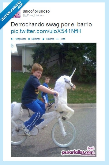molando,swag,unicornio,bicicleta,niño