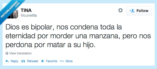Dios,bipolar,matar,hijo,comer,manzana