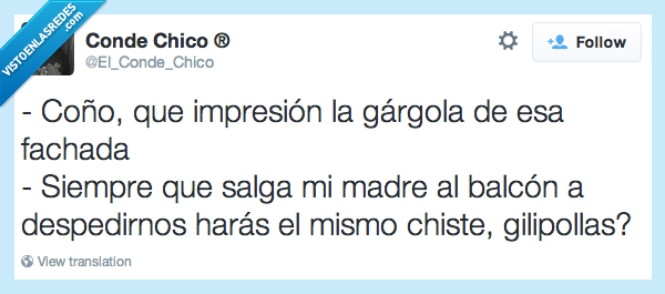 impresion,gargola,fachada,edificio,madre,balcon,adios,despedir,chiste,suegra