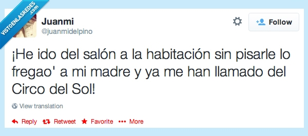 Circo del Sol,trapecista,acrobacia,llamado,madre,fregao,pisar,habitacion,salon