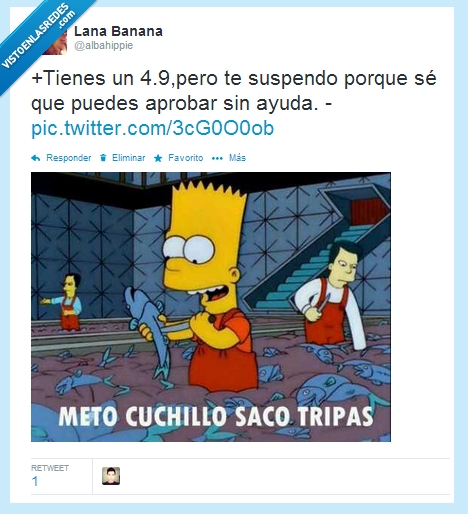 aprobar,meto cuchillo saco tripas,Bart,Simpson,The,4.9,notas,profesores,revision,examen